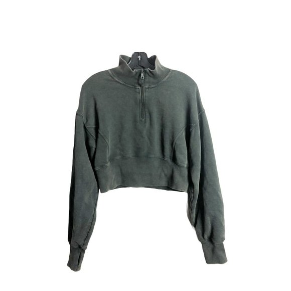 aerie Sweaters - Offline by Aerie Gray Acid Wash Quarter Zip Cropped Pullover Sweater Large Gray